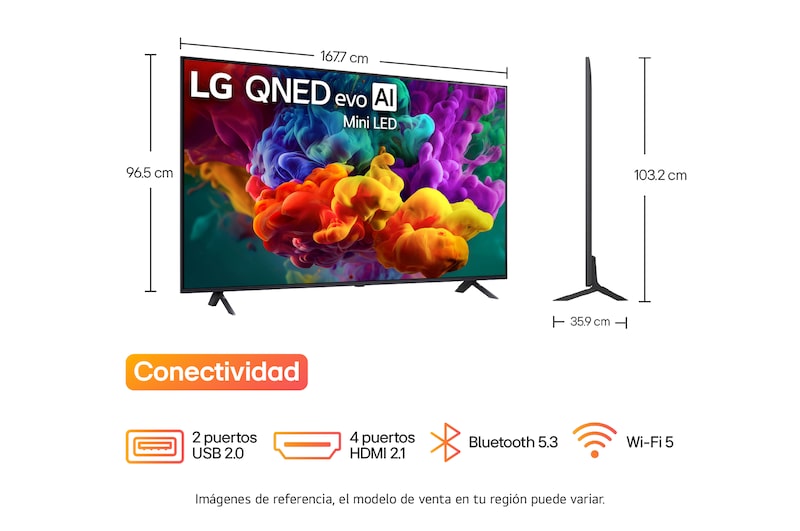 LG QNED evo AI QNED85 Mini LED Sports Forecast by AI Concierge displays a live soccer match with an on-screen AI panel presenting predictions, player insights, and league data, suggesting how AI analyzes gameplay to forecast match outcomes. 